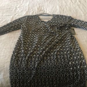 Brand new knee length cocktail dress black/white print